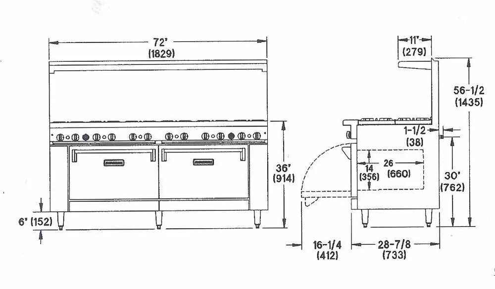 Imperial IR-6-G36 72" 6 Burner Restaurant Range With Oven & 36" Griddle
