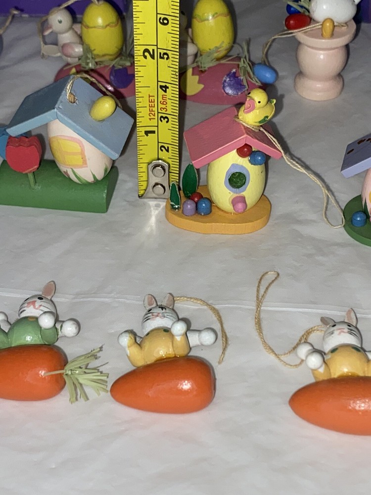 18" Easter Tree Wooden Ornaments Eggs Bunny Hand Painted