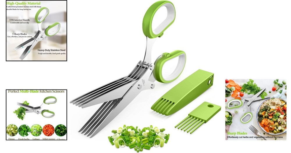 Stylish and Practical 5-Blade Herb Scissors - Perfect Gift for Culinary Lovers