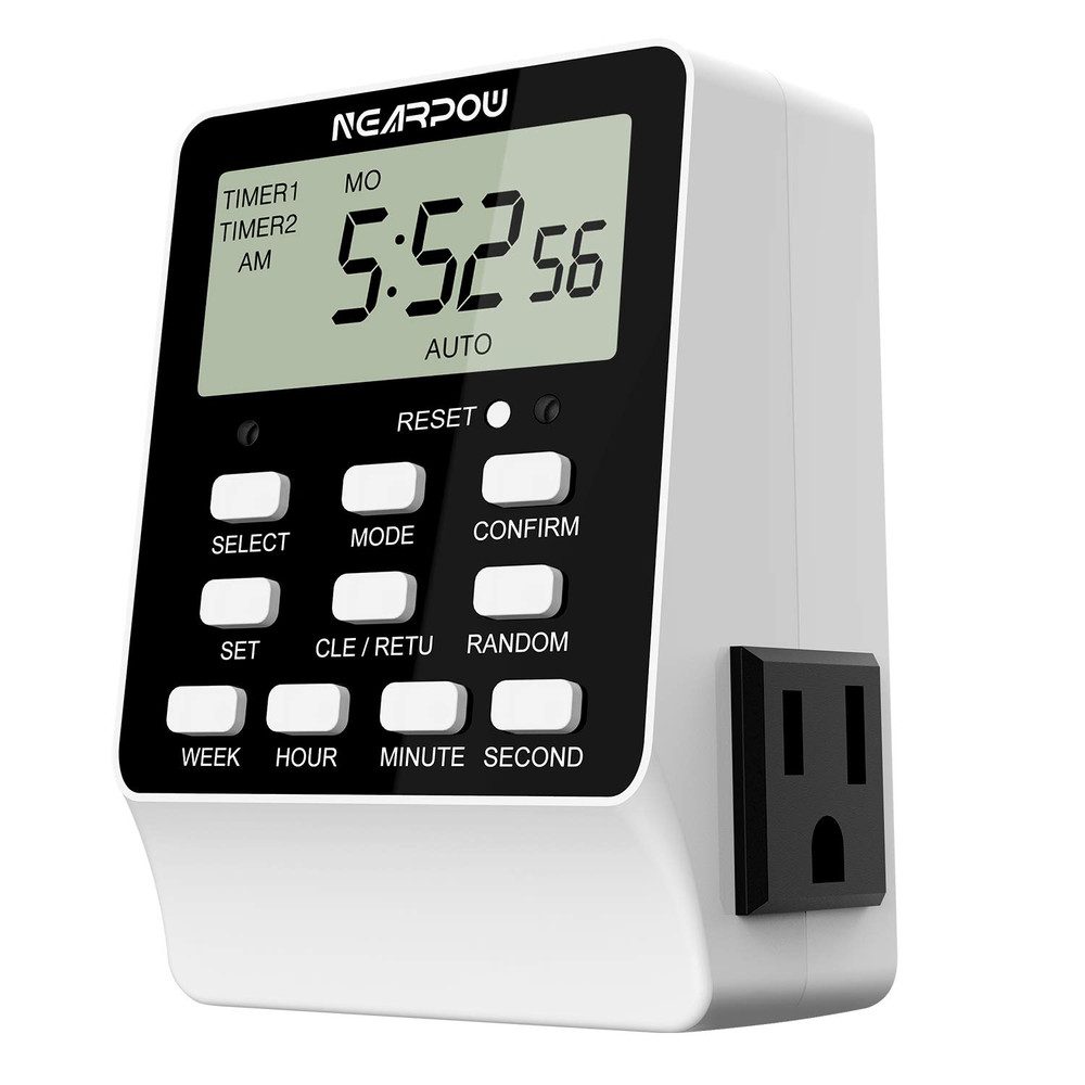 Outlet Timer, Dual Digital Light Timer with 2 Independently-Controlled Outlets,