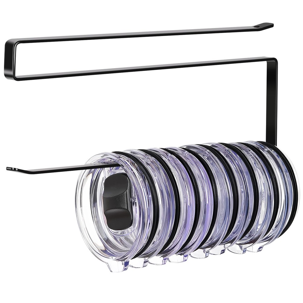 Tumbler Lid Organizer, Horizontal Storage Hook Up 1 Pack, Black