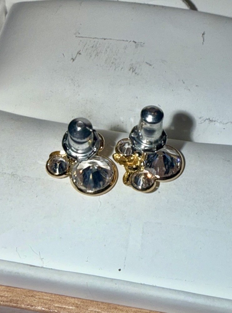 DISNEY Solid 10K Gold Minnie Mouse Gemstone Stud Earrings Set