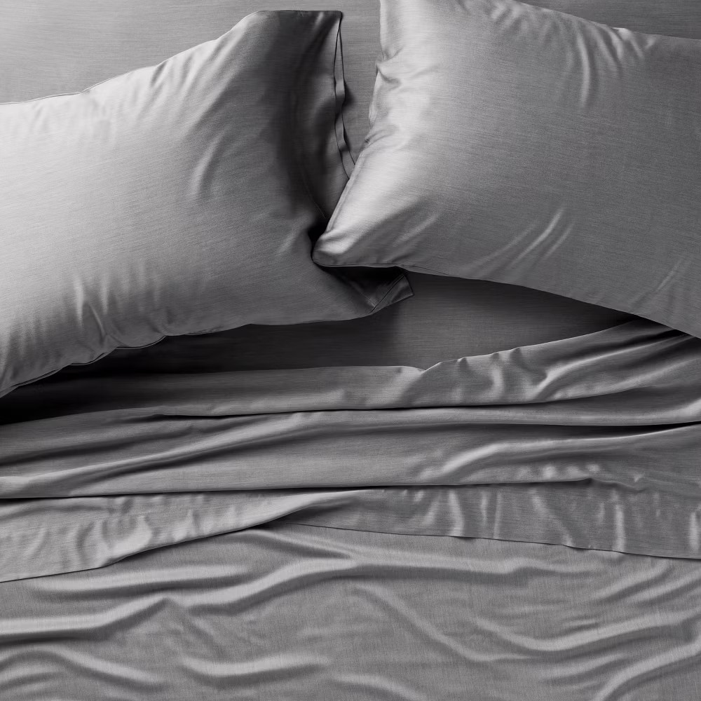 King 400 Thread Count Rayon from Bamboo Sheet Set Dark Gray -