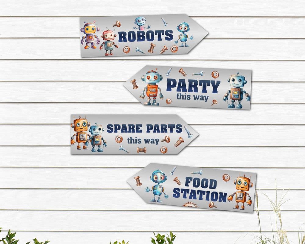 4 Robot Party Decoration Arrows