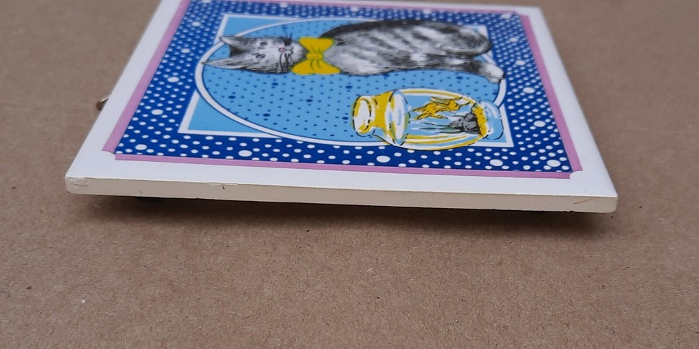 Vintage Cathay Cat Ceramic Tile Trivet