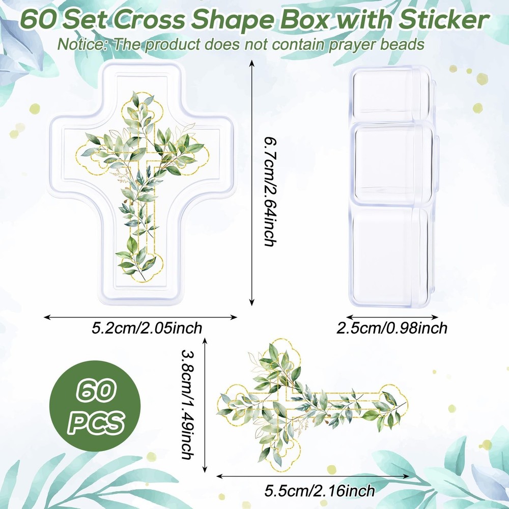60 Pcs First Holy Communion Cross Shape Box Easter First Communion Gift 2.05 ...
