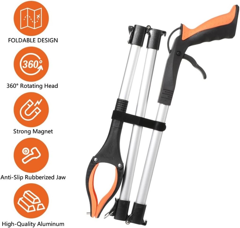 41" Foldable Grabber Reacher Tool - Adjustable Litter Picker Aid