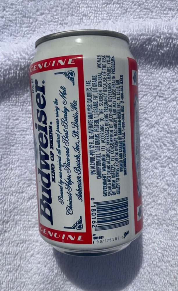 Budweiser 12 oz Error Beer Can