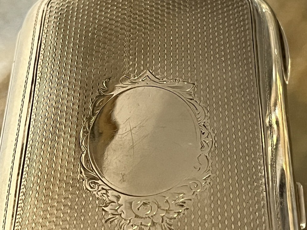 George Unite Sterling Silver Box Case Birmingham 1878 Engine Turned No Monogram