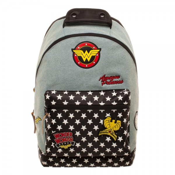 DC Comics Wonder Woman DURABLE Denim Backpack w/ Patches