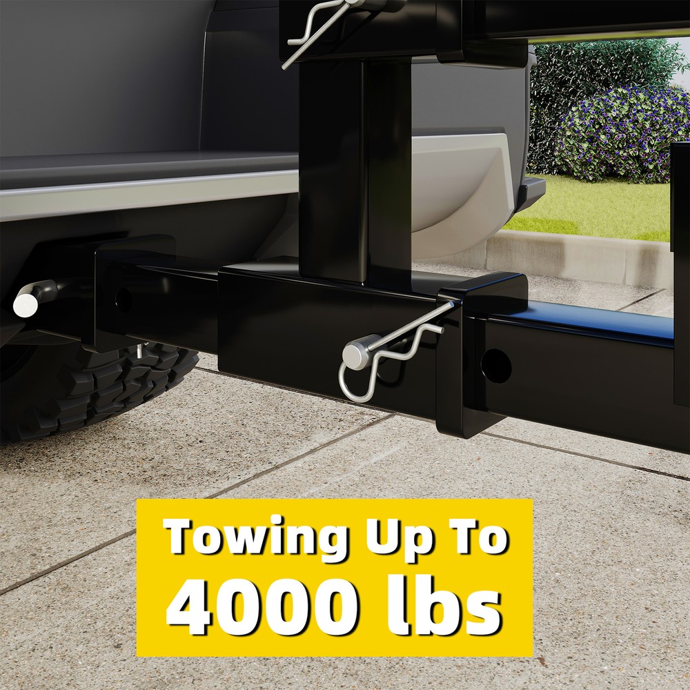 Dual Hitch Receiver 2" Trailer Double Post Extension Riser Adapter Extender