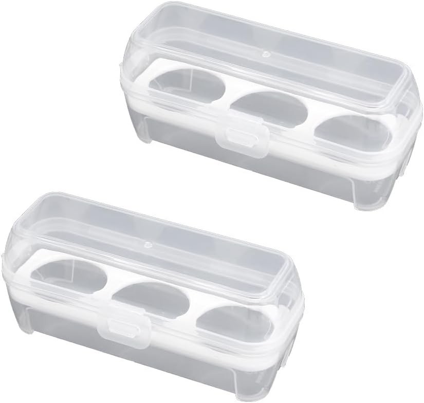 2 Pack Camping Egg Carrier 3 Grids Storage Container Portable Clear