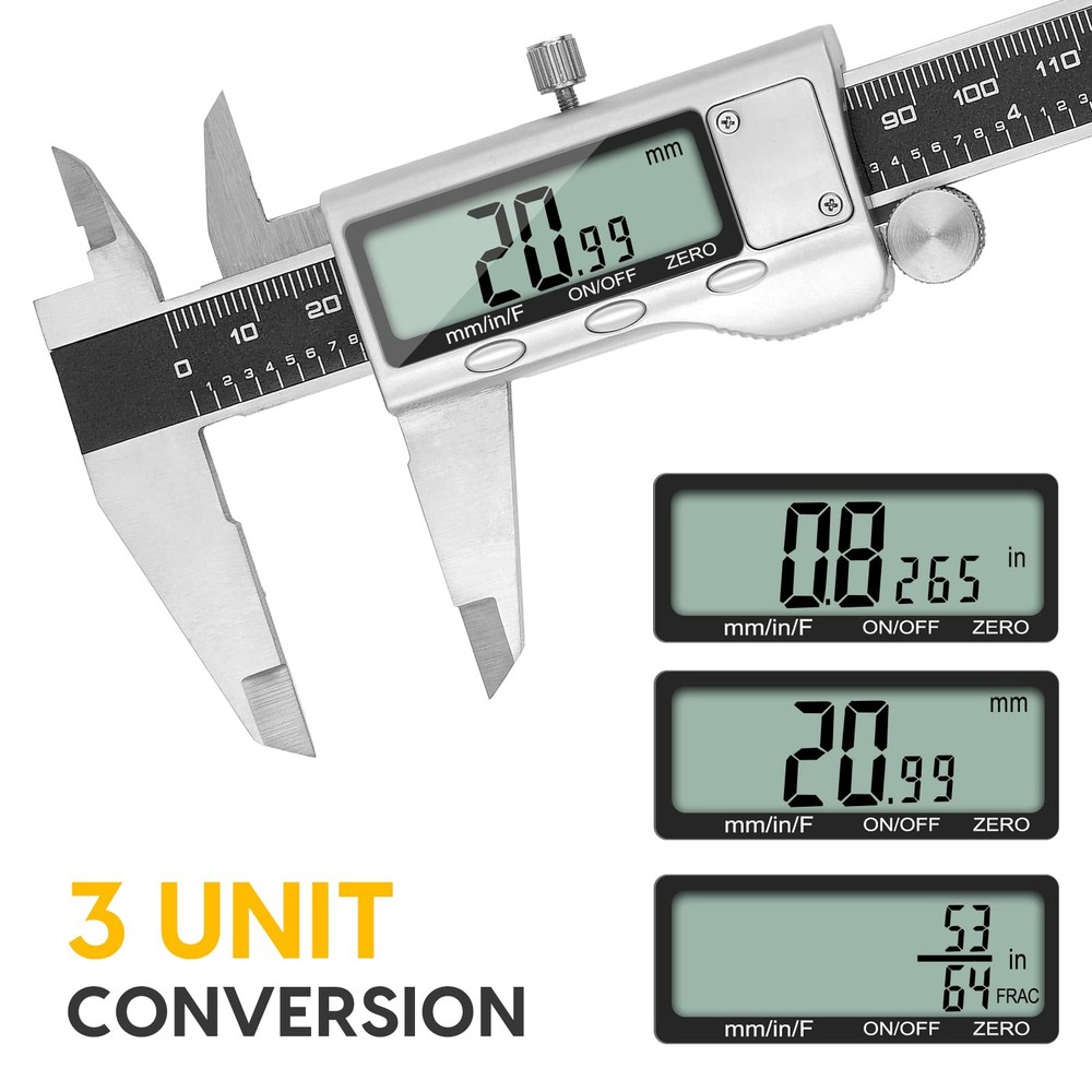 Digital Caliper Measuring Tool 6 Inch Caliper Tool with Large LCD Screen Easy...