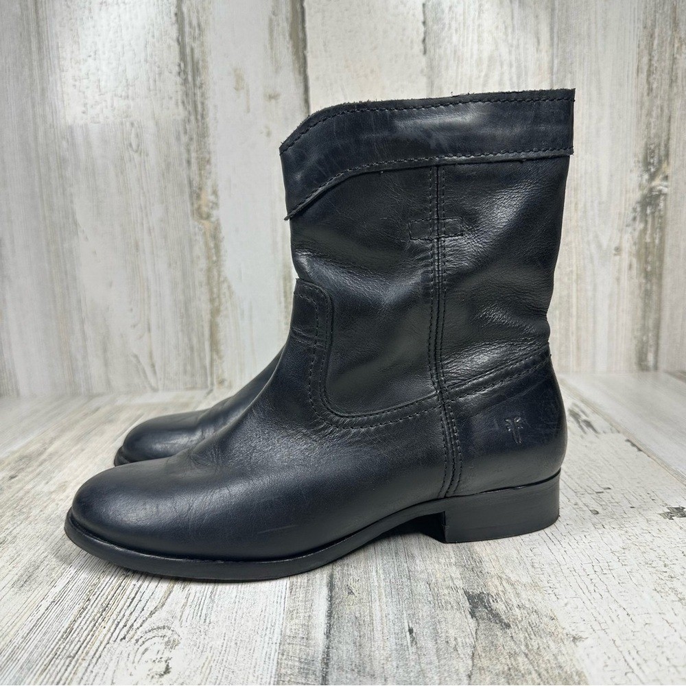 Frye Womens 5.5 Cara Roper Short Boot Black Leather Shoes