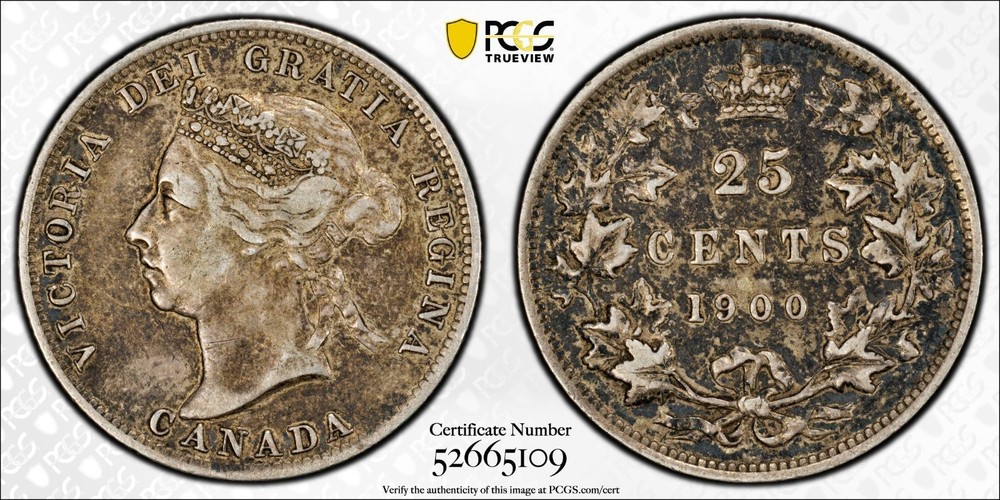 1900 Canada silver 25 cents PCGS VF35