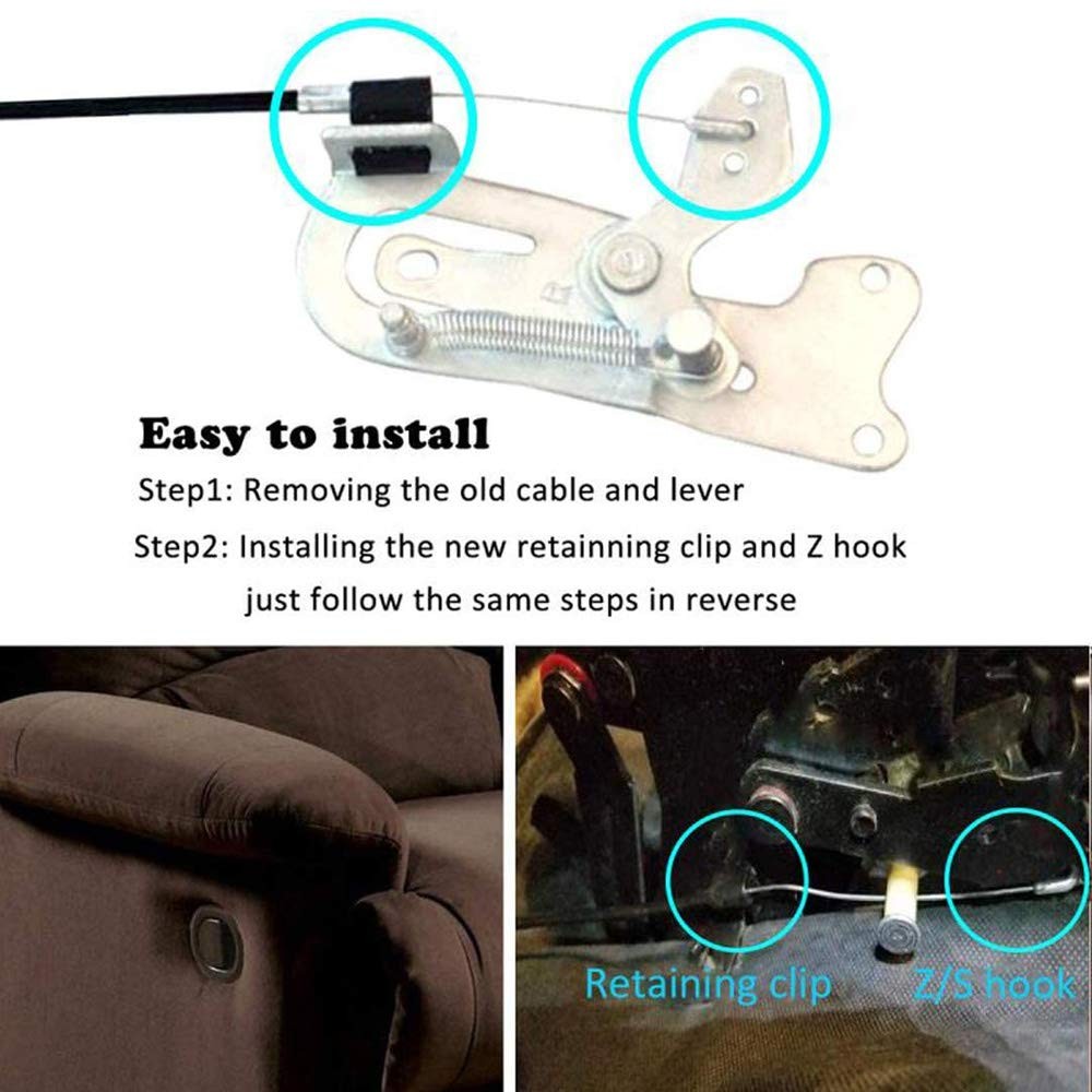 Sofa Chair Recliner Release Pull Handle 3" by 3.5" Replacement Parts with Cable