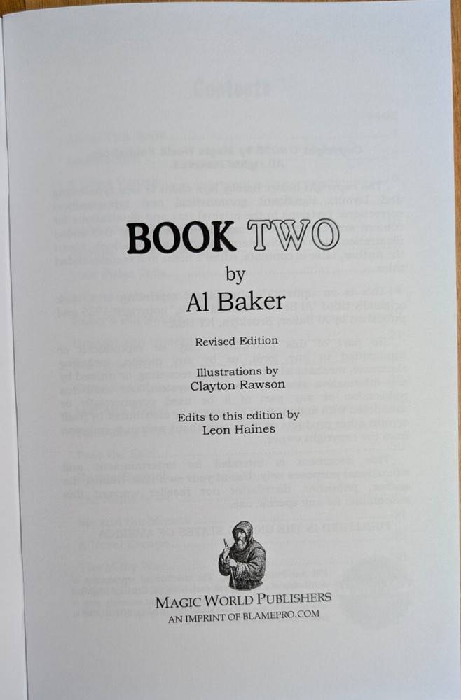 Book Two by Al Baker (More strong effects from this master magician)