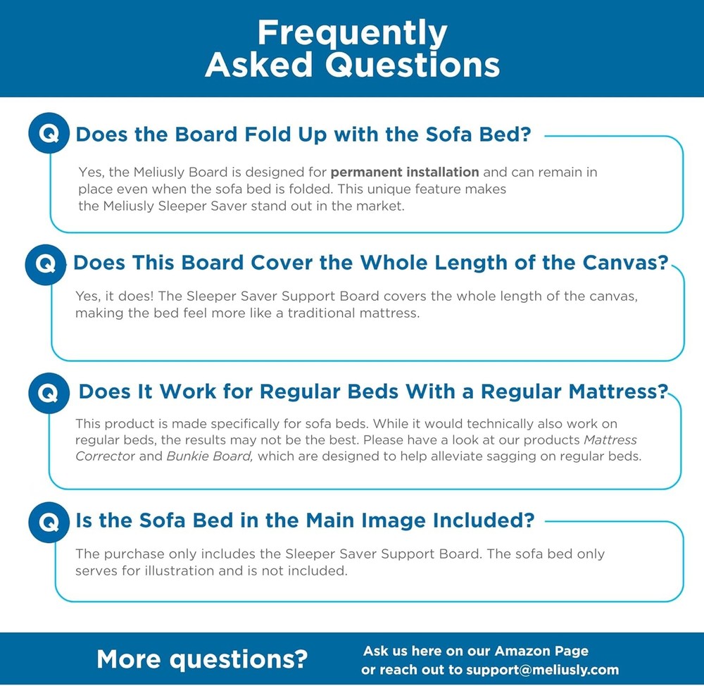 Permanently Installed Sleeper Sofa Support Board Queen Size Patent Pending