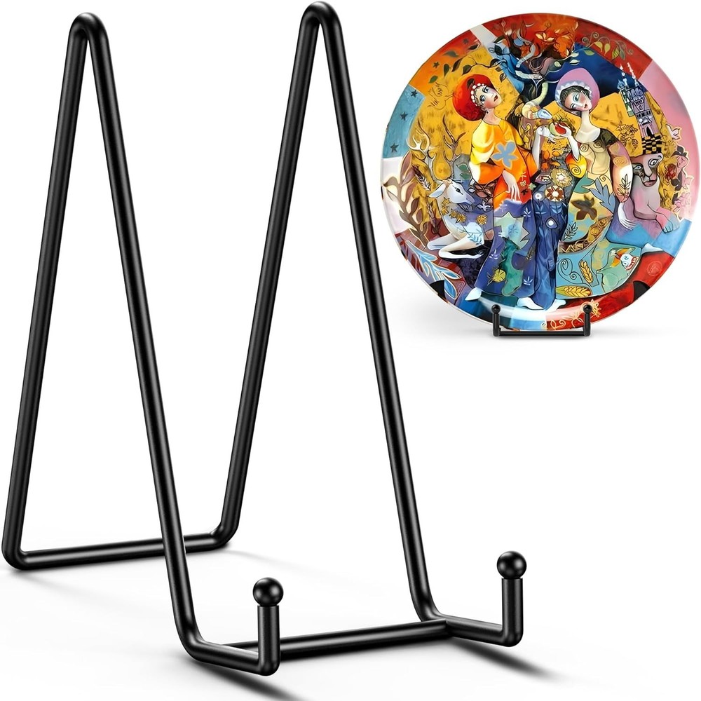 4 Pack 10 Inch Wrought Iron Plate Holders - Secure & Stylish Display