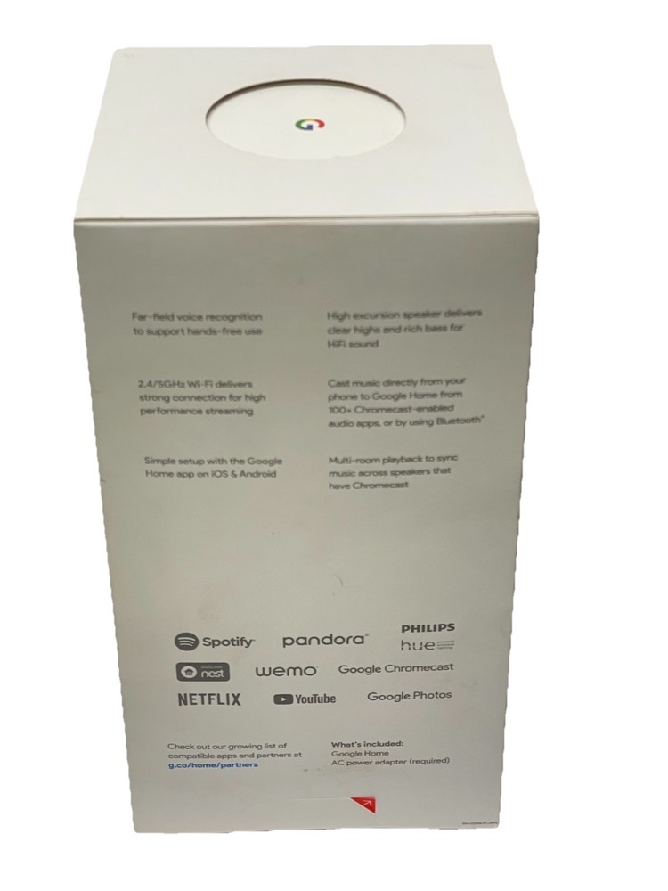 SEALED Google Home Voice-Activated Speaker, Personal Assistant, White Slate