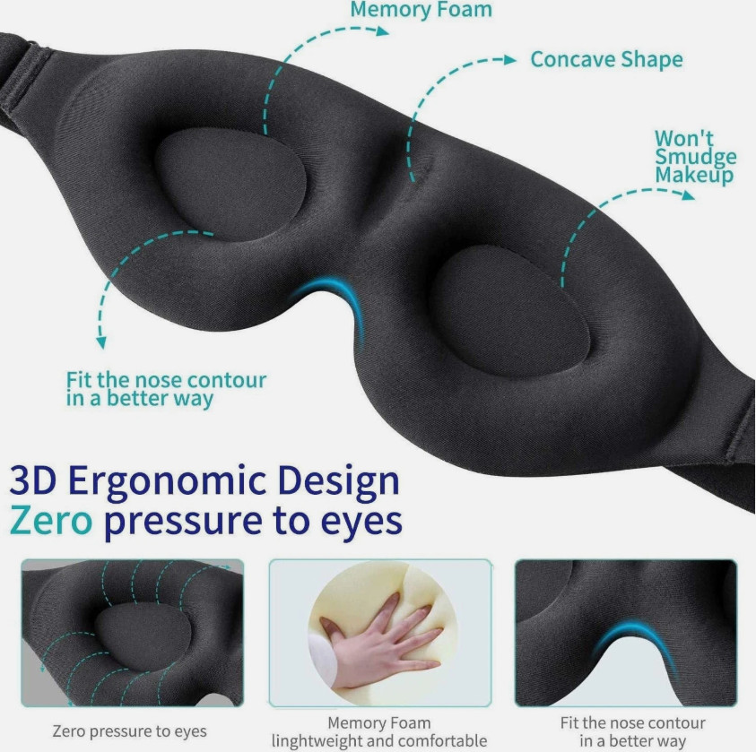 2 Pack Full Light Blocking 3D Sleep Eye Mask Night Sleeping Mask Relax Blindfold