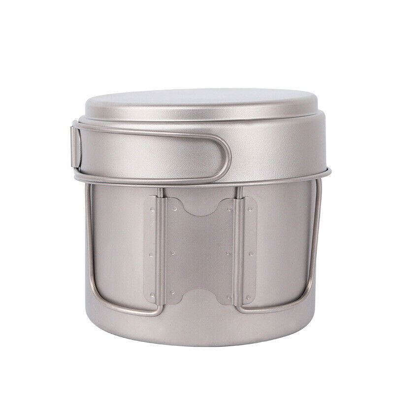 Ultralight Titanium Pan Outdoor Cookware Camping Pot Folding Tableware 1100ML