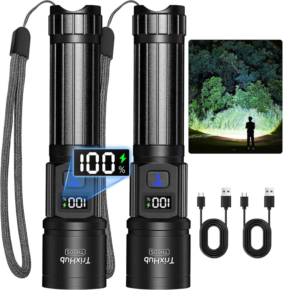 Super Bright Rechargeable LED Flashlight 2-Pack with 700 Lumens & 5 Modes