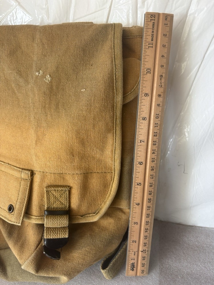Military Style Canvas Backpack Tan/green