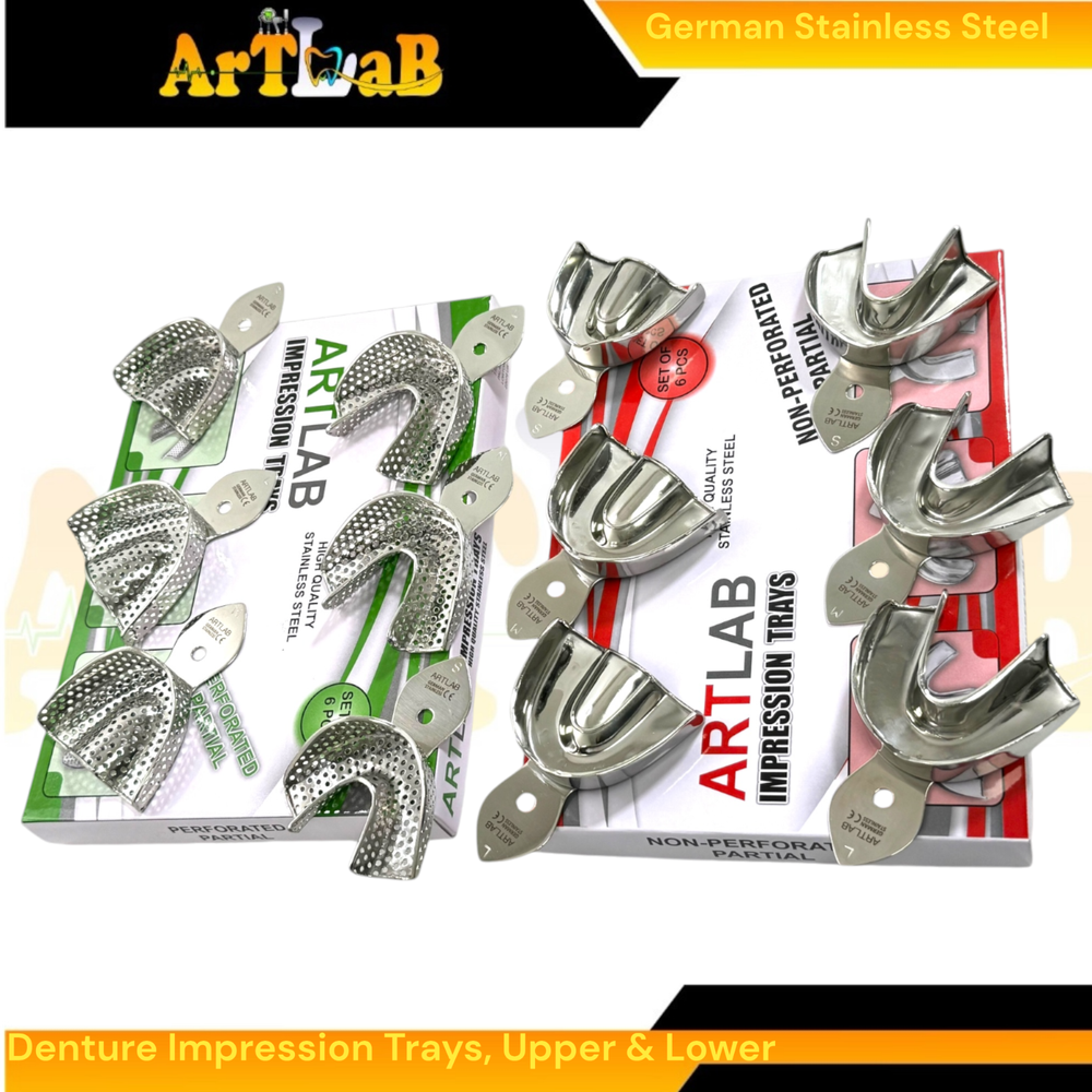 Denture Impression Trays Upper & Lower, Perforated, Non-Perforated, Stainless