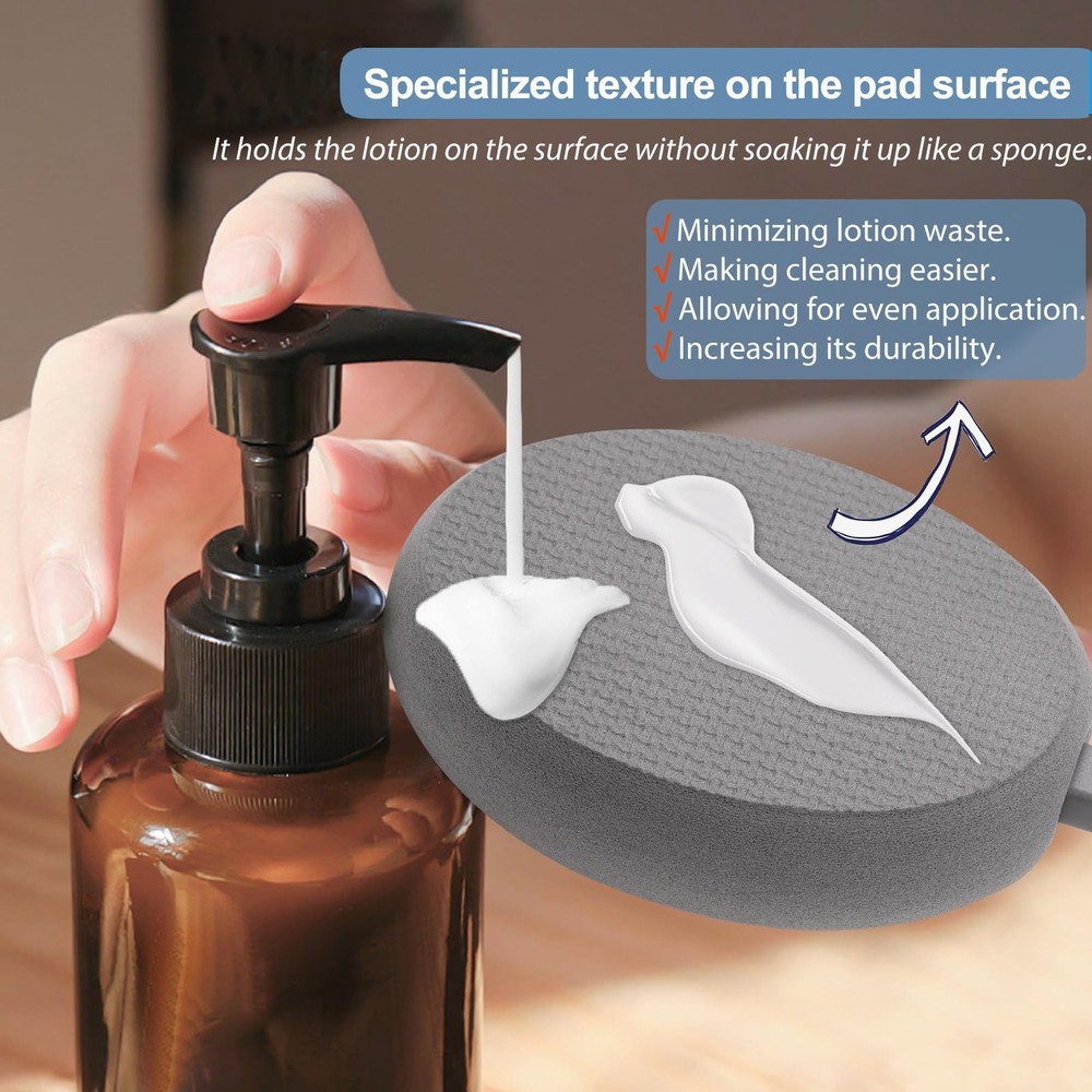 Lotion Applicator for Back, Feet & Legs, Long Plastic Handle Moisturizer Gray