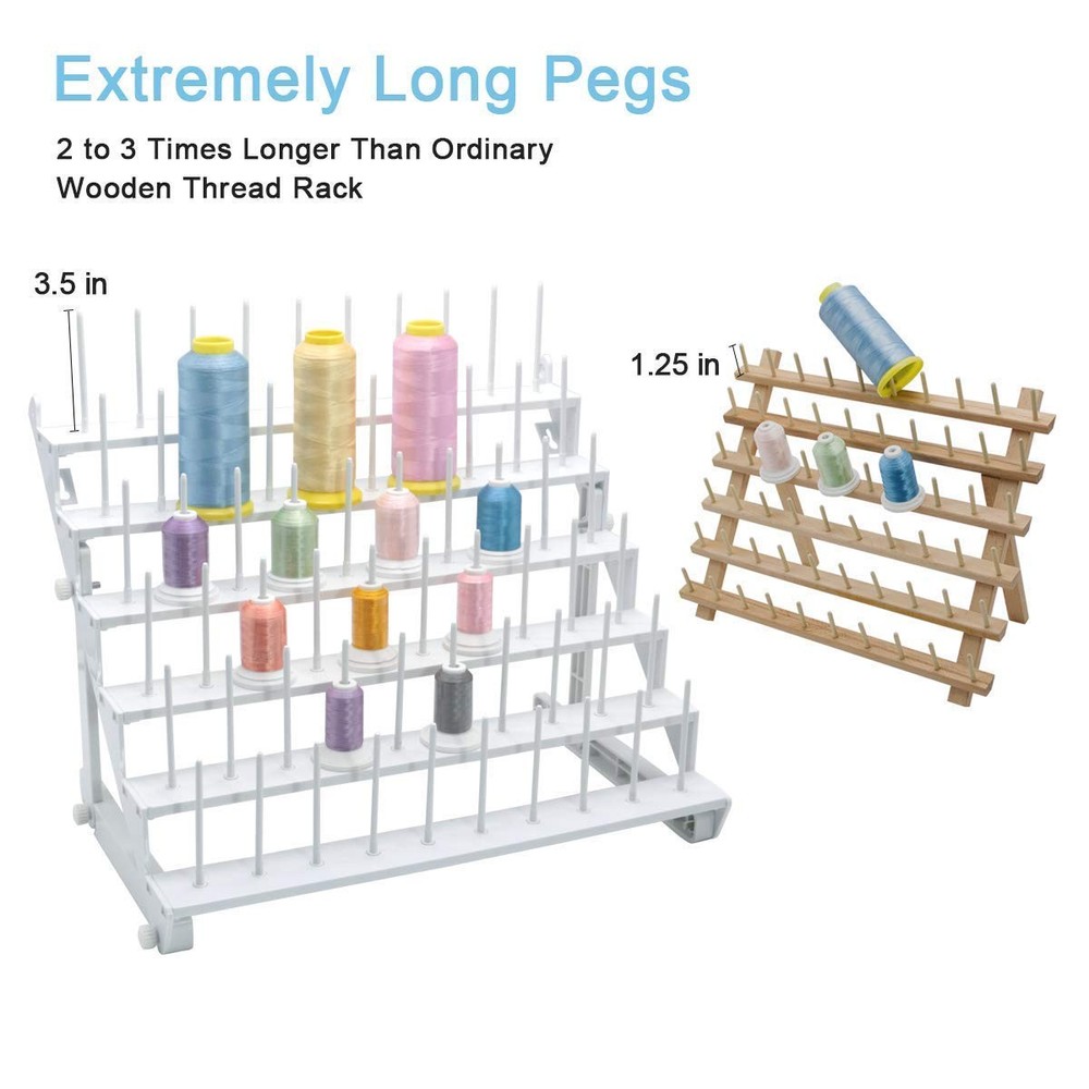 Sew Tech Thread Rack for 60 Spools or 30 Cones, Wall Mounted Large Thread Holder