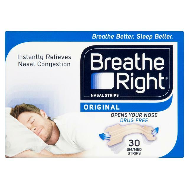 Breathe Right Original Nasal Congestion Stop Snoring Strips Regular Size 30 Pack
