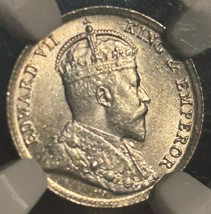 Ceylon 10 Cents 1908 MS66 Top Pop