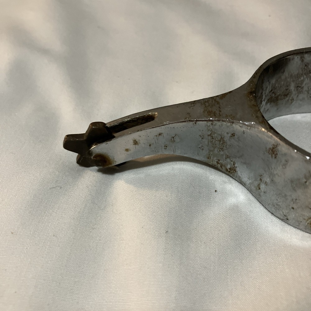 Boot Spur Chrome, Plain, Leather 5-Point Star Rowels . CR ? Preowned Fair