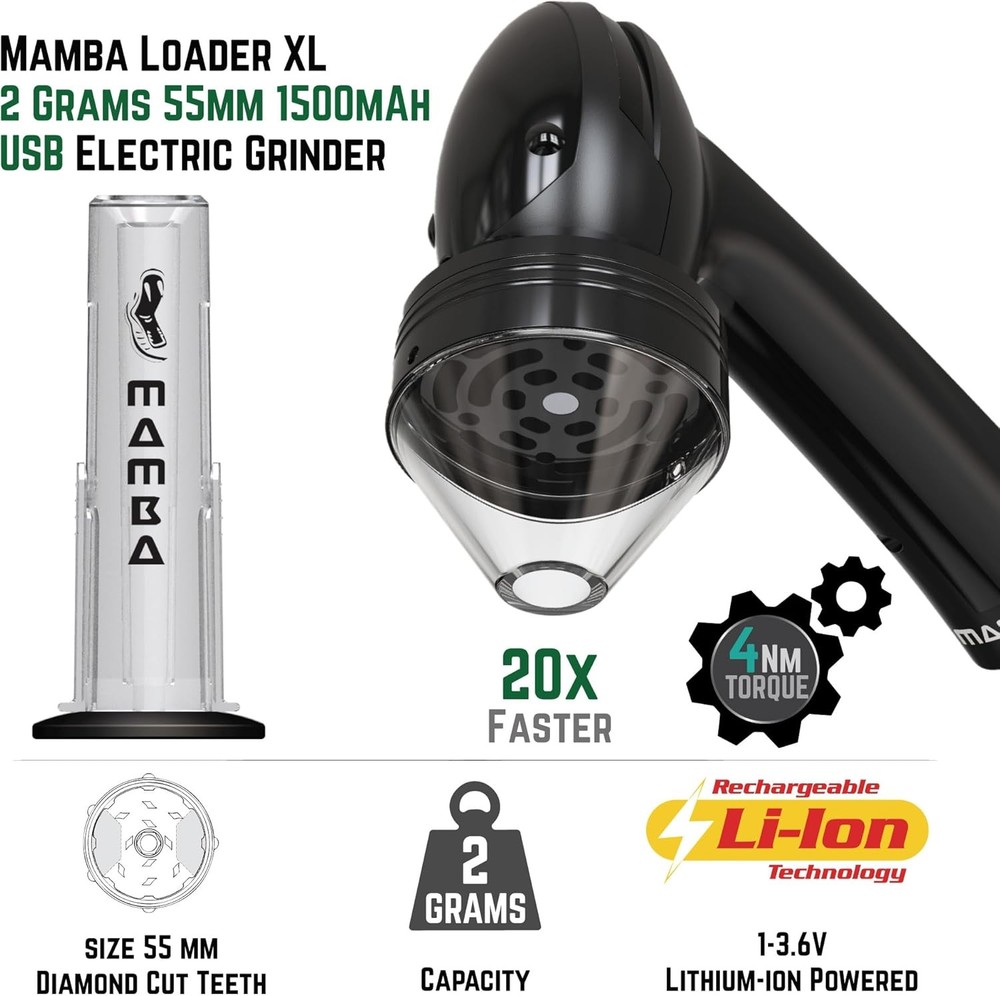 Loader XL 2g Black USB Electric Herb Grinder