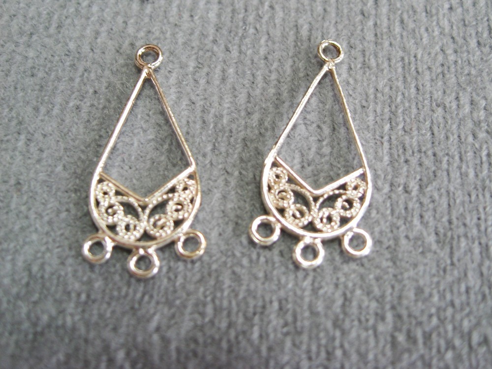 Delicate Drop Style Earring Finding with Three Loops 8 x 20mm