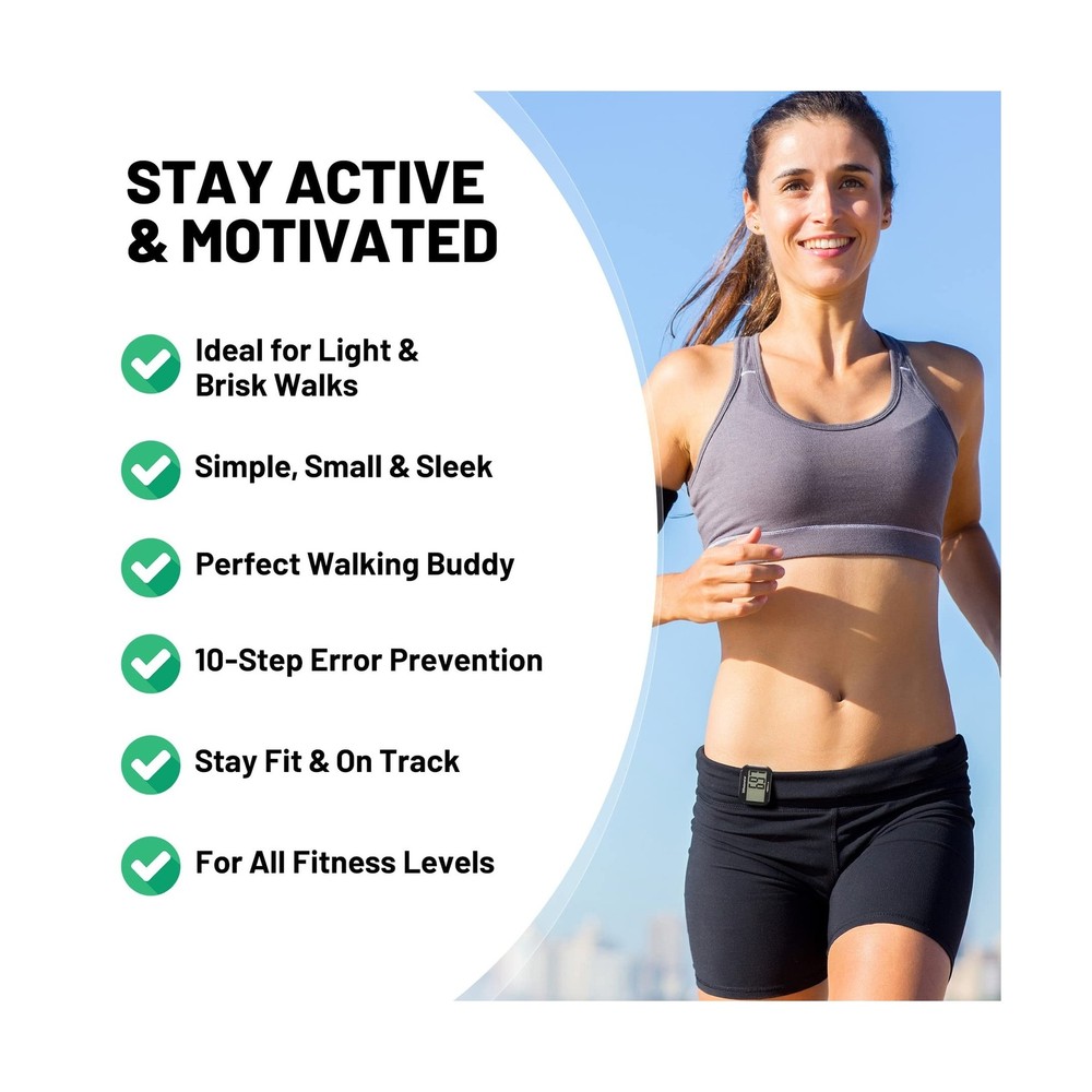 3D Pedometer for Walking, Simple Step Counter with Large Digital Display, Ste...