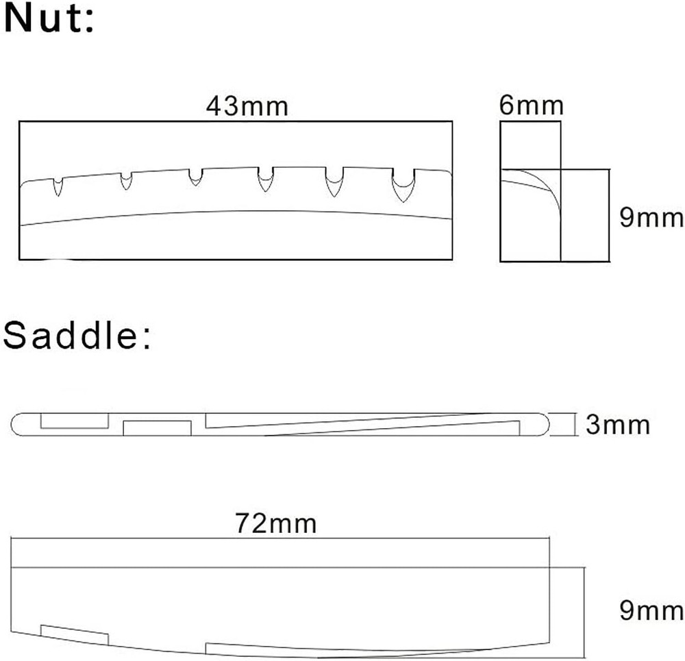 6 String Acoustic Guitar Bone Bridge 2 set Acousitc Saddle and Nut