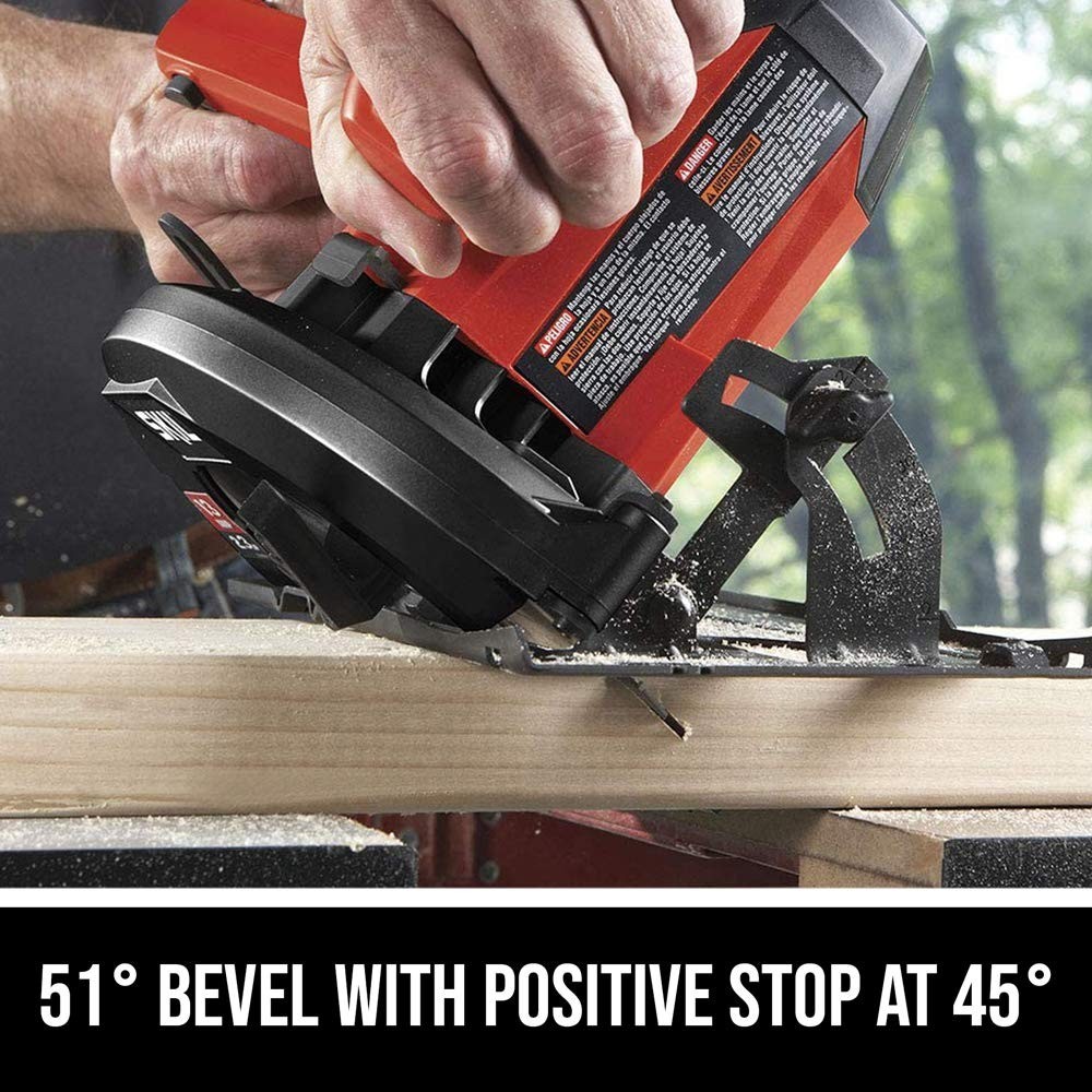 Red 13-Amp Circular Saw - Compact Design with Bevel & Dust Blower Features