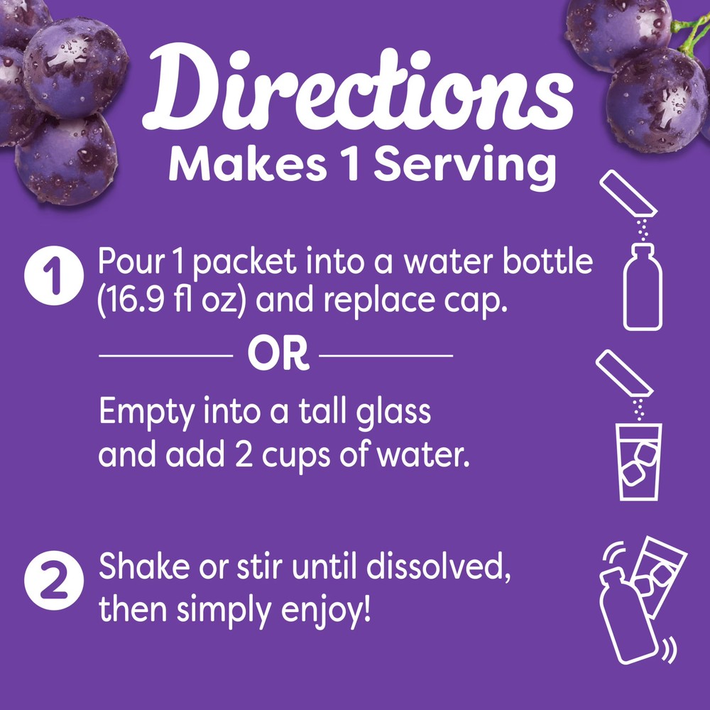 Drink Mix with Caffeine 10 Packets Grape Zero Sugar 3 Pack