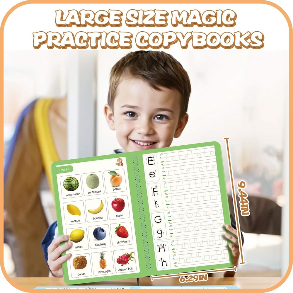 Magic Practice Copybook, Reusable Writing 9.44L x 6.29"W, Multicolor