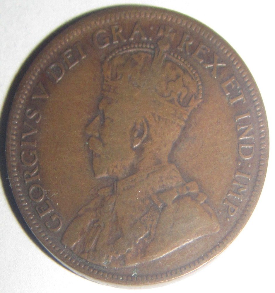1917 Bronze Canadian Large Cent Coin, circulated