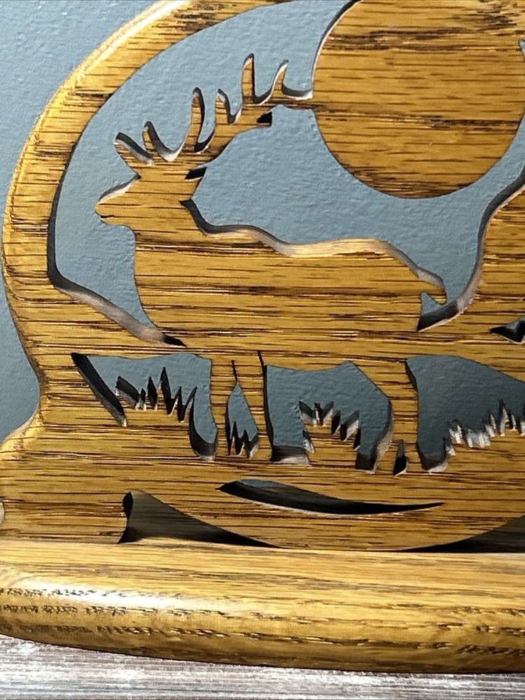 Handcrafted Oak, Elk Mantle Piece.