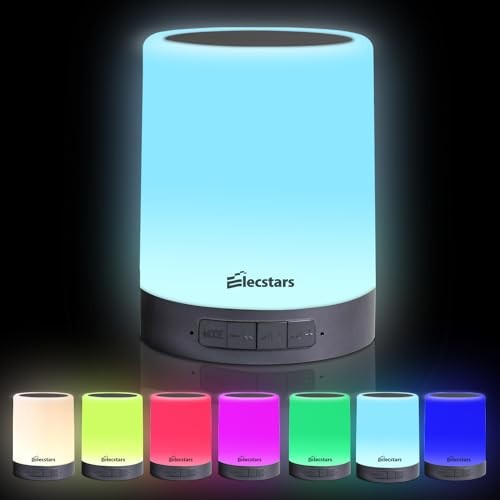 Touch Control Bedside Lamp with Bluetooth Speaker, Dimmable Night Light, Black