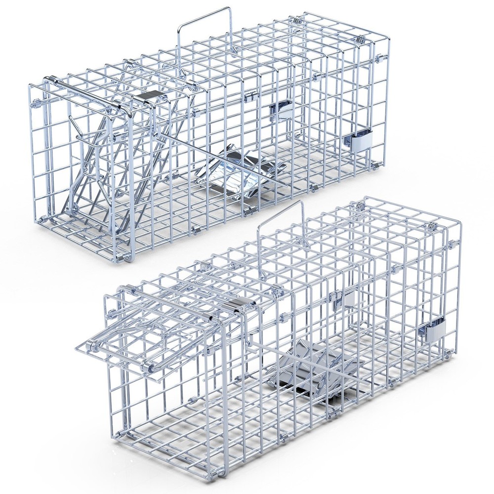 2pc Cage Galvanized Iron Mouse Control Bait Catch w/ L Shaped Rod For Kitchen