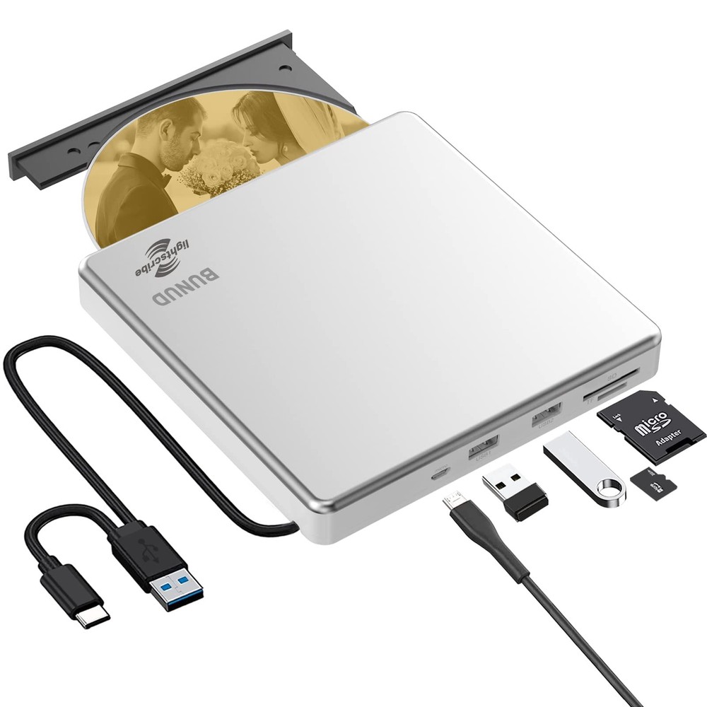 External CD DVD Drive LightScribe CD/DVD RW Burner Player Portable USB