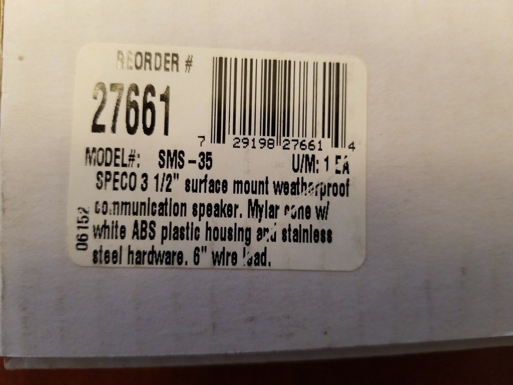 Speco SMS-35 Surface Mount Weatherproof 3-1/2" Speaker