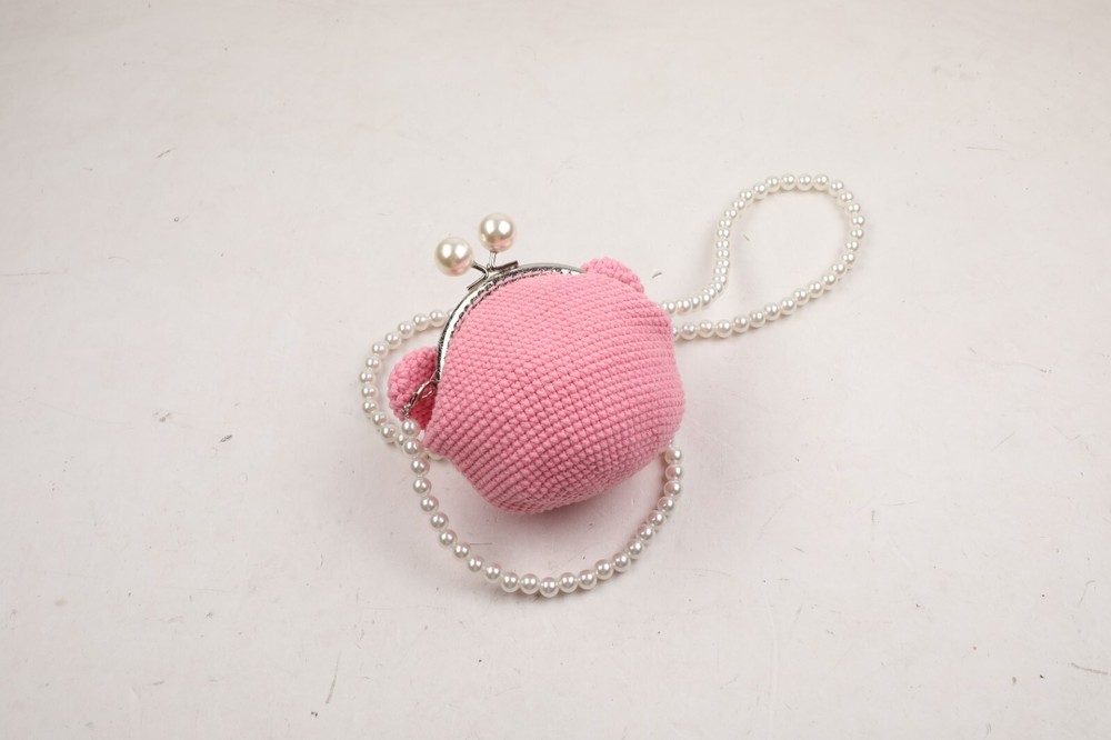 Crochet Kiss Bag Lock Pink Kitten