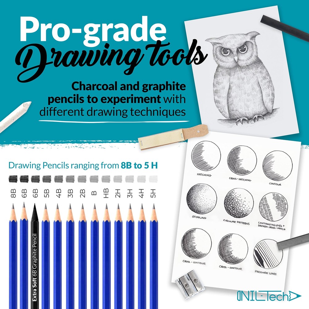 37-Piece Premium Art Set Shading Pencils for Drawing Exclusive Tutorials and ...
