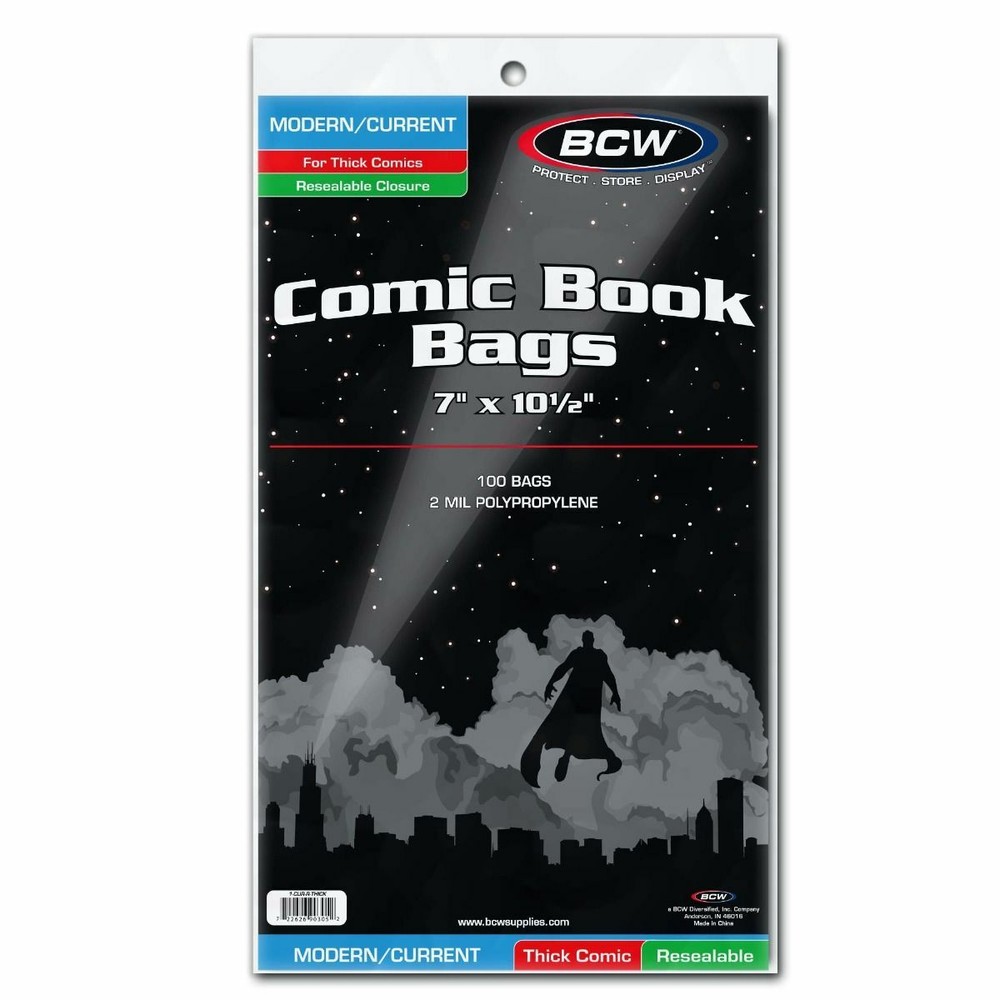 100 BCW Modern Boards & 2-Mil Current Resealable Thick Polypropylene Comic Bags